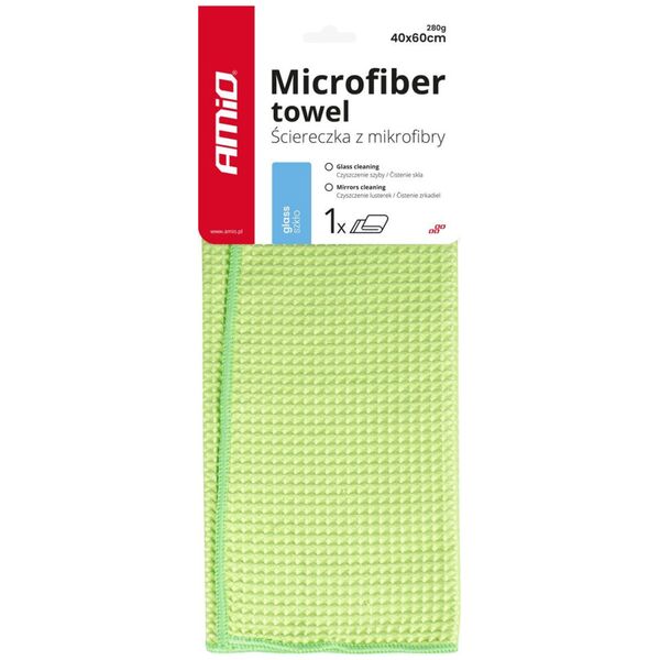 AMiO Ściereczka mikrofibra waflowa do szyb okien luster 40x60 cm amio-03735