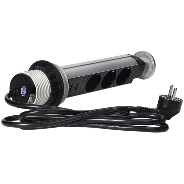 Orno Gniazdo wpuszcane 6cm 3x250V z ładowarką USB blokadą 1,8 m OR-AE-1349(GS) schuko