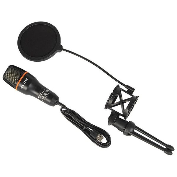 Mikrofon Blow Mikrofon gamingowy stojący z membraną BLOW streaming podświetlany + filtr