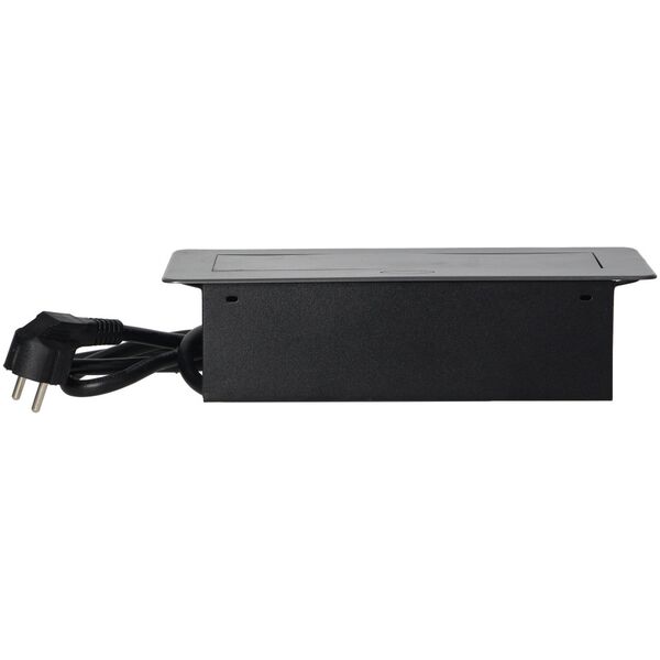 Orno Gniazdo meblowe 2x 2P+Z + ładowarka 2x USB 2,1A Orno OR-AE-13126/G srebrne z przewodem 1,5m z płaskim frezowanym rantem wpuszczane w blat otwór montażowy 112x227mm