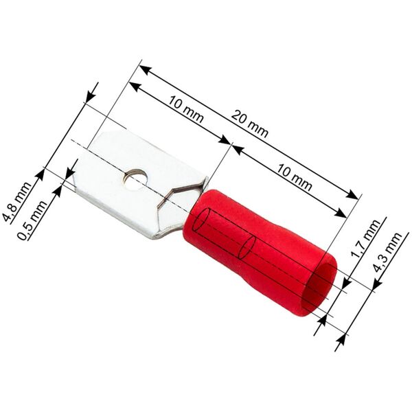 Blow 43-030# Konektor izol. płaski męski 4,8/0,5 czer
