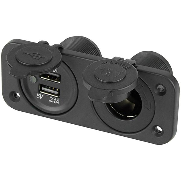 Blow Gn.zapalniczki sam. z klapką+2x gn.USB (1PH)