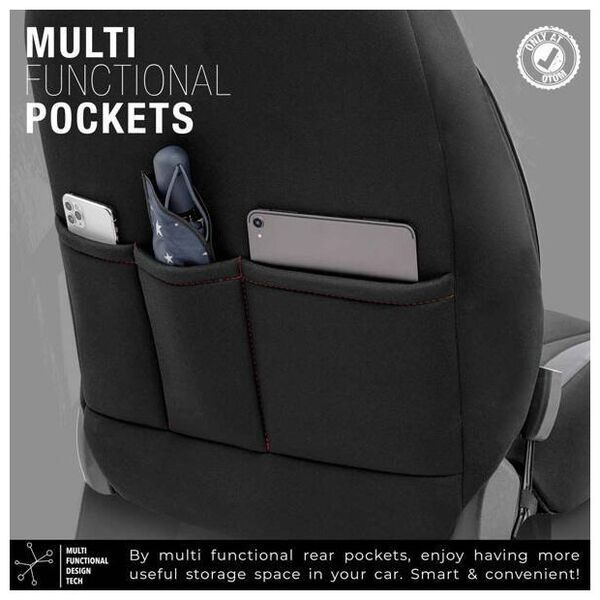 AMiO Komplet pokrowców na fotele samochodowe OTOM LIMITED 101 BLACK/RED 3-ZIP
