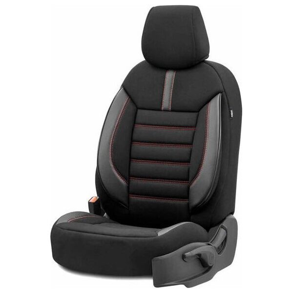 AMiO Komplet pokrowców na fotele samochodowe OTOM LIMITED 101 BLACK/RED 3-ZIP