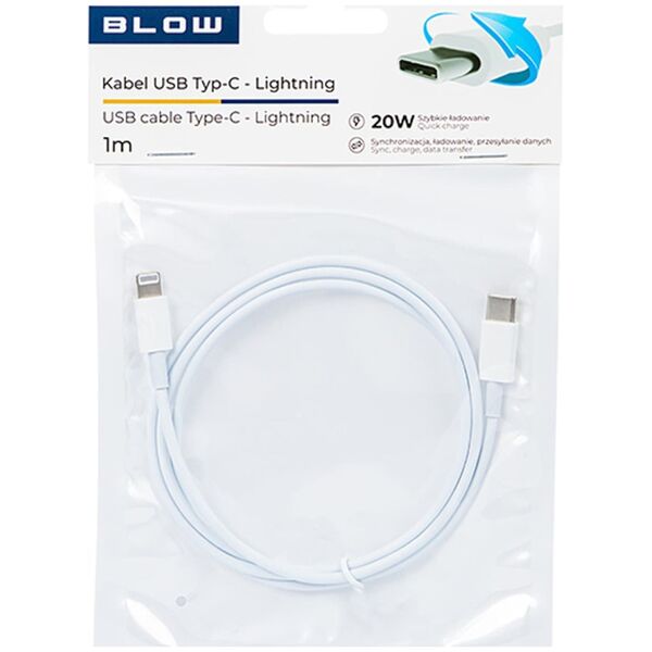 Kabel USB Blow USB-C - Lightning 1 m Biały