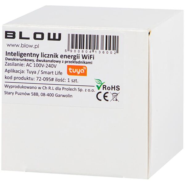 Blow 72-095# Inteligentny licznik energii dwukierunkowy dwukanałowy wifi tuya