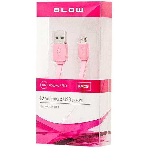 Kabel USB Blow USB-A - micro-B 1 m Różowy