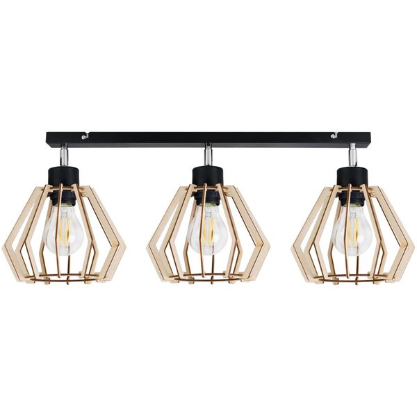 Lampa sufitowa Orno SOLIN oprawa ścienno-sufitowa, moc max. 3x60W, E27, czarna, drewno