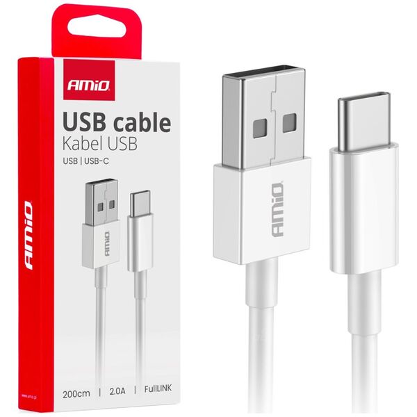 Kabel USB AMiO Kabel do ładowania usb-a - usb-c 2a 200cm fulllink amio-03894