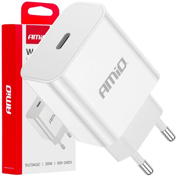 Ładowarka AMiO Ładowarka sieciowa 230v 20w usb-c amio-03891