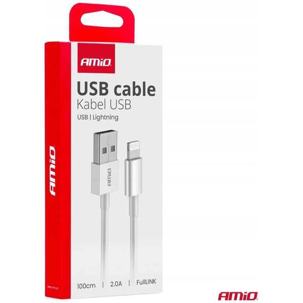 Kabel USB AMiO Kabel do ładowania usb-a - lightning iphone 2a 100cm fulllink amio-03895