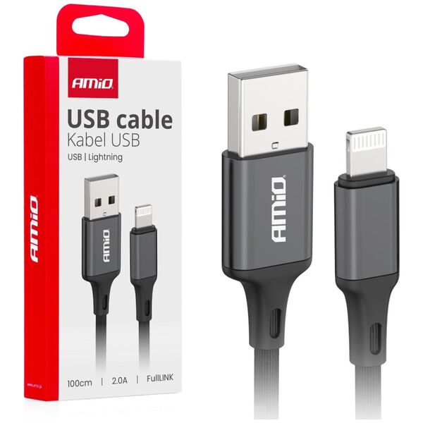 Kabel USB AMiO Kabel do ładowania usb-a - lightning iphone 2a 100cm fulllink amio-03901