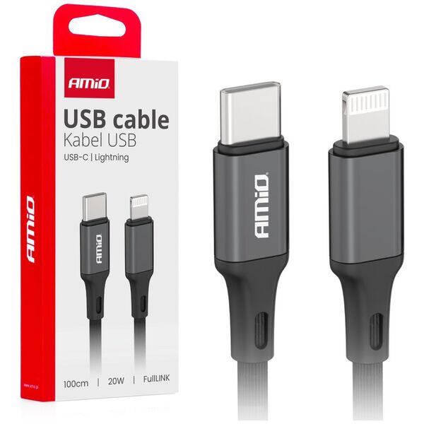 Kabel USB AMiO Kabel do ładowania usb-c - lightning iphone pd 20w 100cm fulllink amio-03904