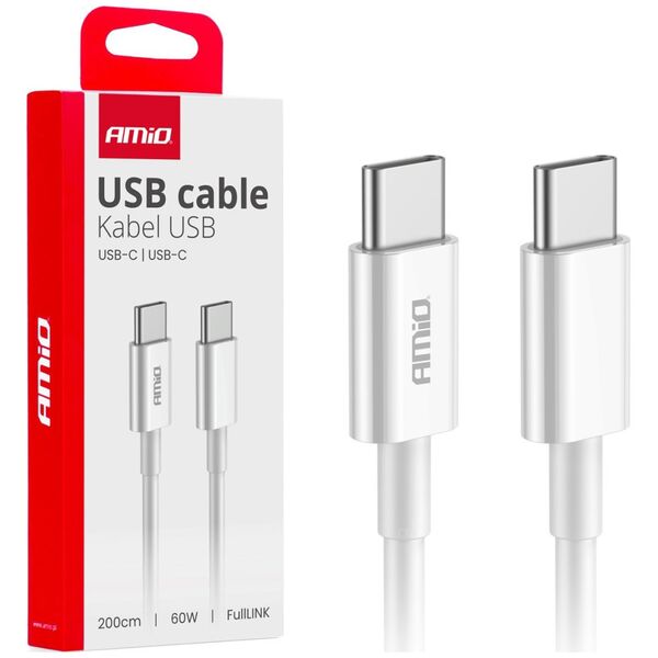 Kabel USB AMiO Kabel do ładowania usb-c - usb-c 60w 200cm fulllink amio-03897