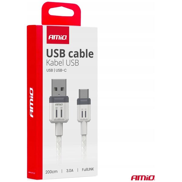 Kabel USB AMiO Kabel do ładowania usb-a - usb-c 3a 200cm fulllink amio-03906