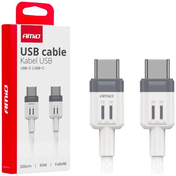 Kabel USB AMiO Kabel do ładowania usb-c - usb-c 60w 200cm fulllink amio-03909