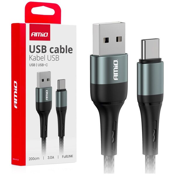 Kabel USB AMiO Kabel do ładowania usb-a - usb-c 3a 200cm fulllink amio-03912