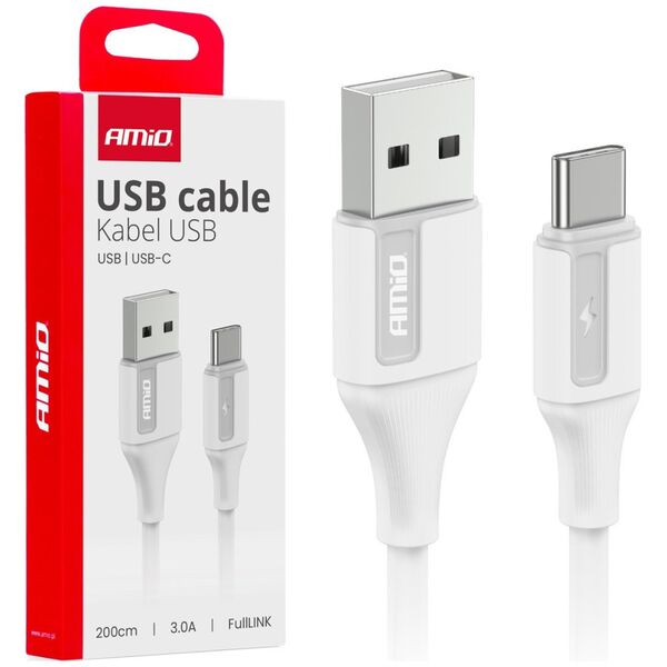 Kabel USB AMiO Kabel do ładowania usb-a - usb-c 3a 200cm fulllink amio-03918
