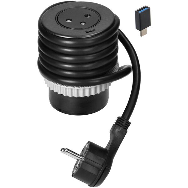 Orno Gniazdo wpuszczane w blat 2P+Z z systemem EasyEject, USB 3.0, 1,5m + przejściówka do USB