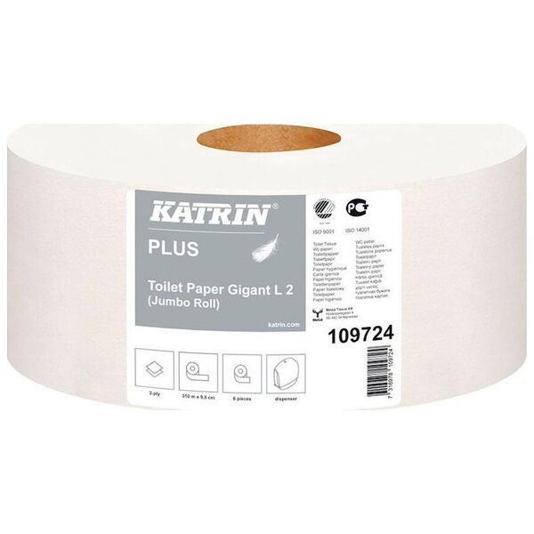 Katrin Toiletpapir Katrin Plus Gigant M 2-lags 310m 6rl/kar 109724 - (6 κύλινδροι σε χαρτοκιβώτιο) 13798516 7316978109724