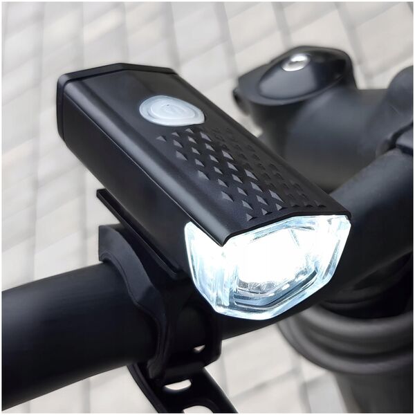 VERGIONIC MOCNA LAMPKA ROWEROWA PRZEDNIA LED 3 TRYBY 300 LM USB 800mAh WODOODPORNA