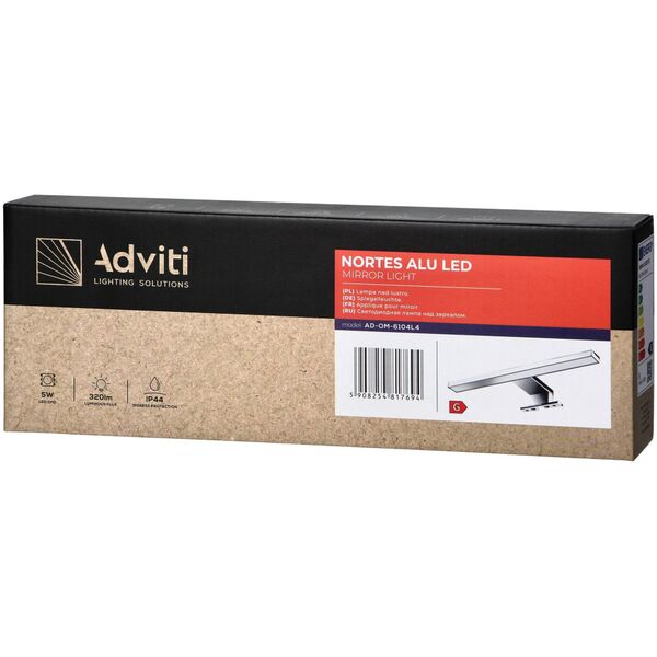 Kinkiet Orno NORTES LED 5W, lampa nad lustro, 320lm, 4000K, dł. 30 cm, aluminium, srebrna