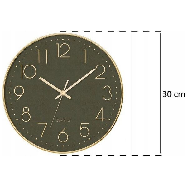 Atmosphera Zegar ścienny do sypialni, pokoju dziecięcego z cichym mechanizmem, zielony, Ø 30 cm