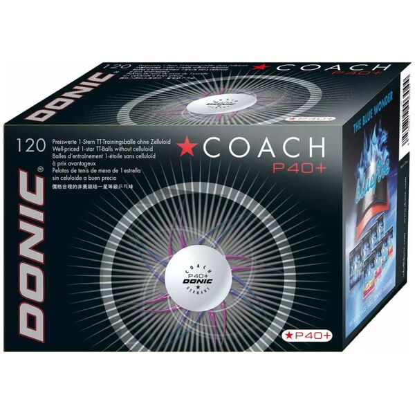 Μπάλα επιτραπέζιας αντισφαίρισης Donic DONIC P40+ Coach 1 αστέρι 120 τμχ Λευκό 13931162 4250819021031
