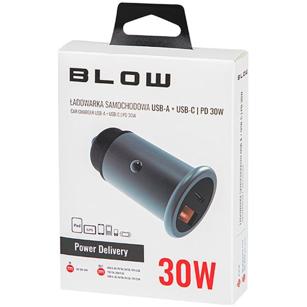 Ładowarka Blow Ładowarka samochodowa gniazdo USB+USB-C 30W G30C
