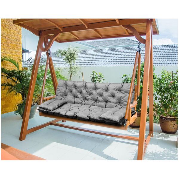 AIO FACTORY Zestaw ogrodowy szary 150x60x50cm + 2 poduszki 42x42 cm