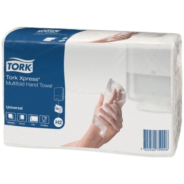 Tork Handtuchlaken Tork H2 Xpress® 2-lagig weiß Multifold - (190 Stk. x 20 Packungen) 14054598 7322540759112