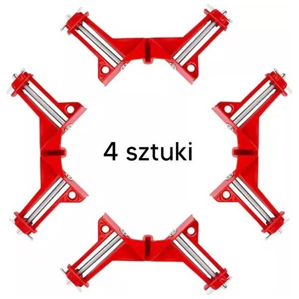 Aptel ŚCISKI stolarskie kątowe 4 sztuki imadło metalowe 75mm czerwone DA158