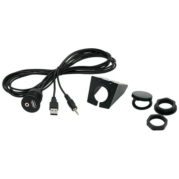 Blow 0301#                Samochodowe złacze montażwe usb+ aux -gniazdo z podstawką 2m
