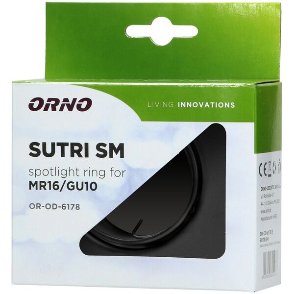 Orno SUTRI SM ramka dekoracyjna oprawy punktowej, MR16/GU10 max 50W, kwadrat, regulowana, czarna