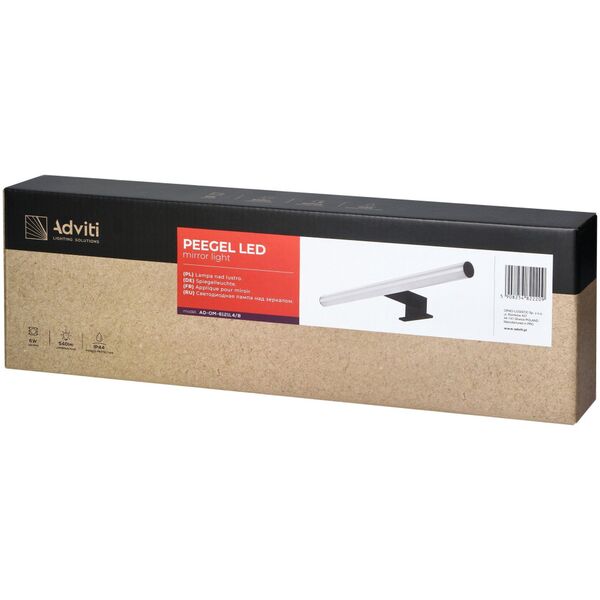 Orno PEEGEL LED 6W, lampa nad lustro, 540lm, 4000K, dł.40 cm, tworzywo sztuczne+akryl, czarna