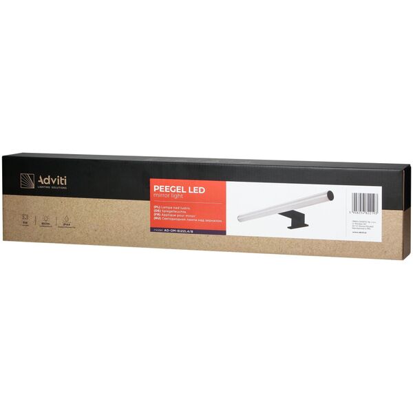 Orno PEEGEL LED 9W, lampa nad lustro, 810lm, 4000K, dł. 60 cm, tworzywo sztuczne+akryl, czarna
