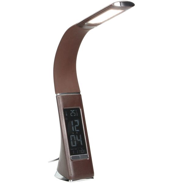 Lampka biurkowa Orno DOLOMIT LED 5W, lampka biurkowa z budzikiem, 400lm, 4000K, brązowa