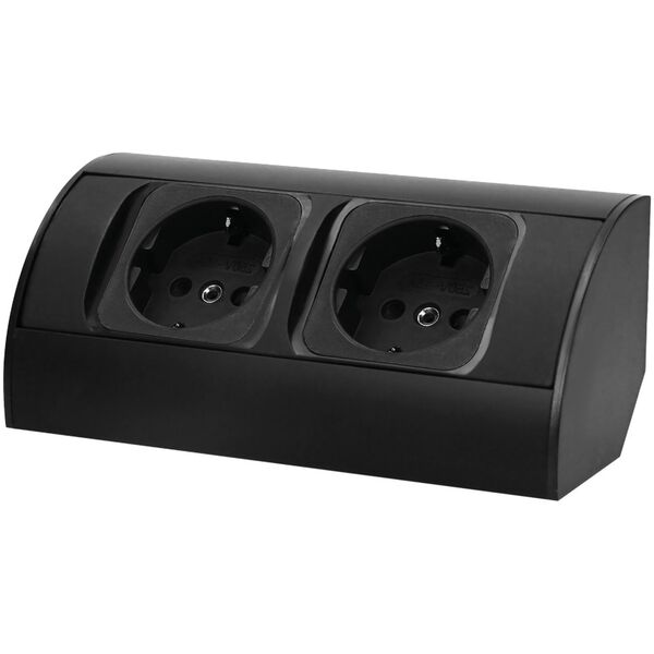 Orno Gniazdo meblowe bez wyłącznika, 2x2P+Z (Schuko), czarne