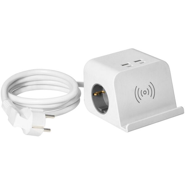 Orno Listwa zasilająca nabiurkowa, ładowarką USB, śrubowym zaciskiem mocującym i przewodem 1,4m, 2x2P+Z (Schuko), 4xUSB, biały