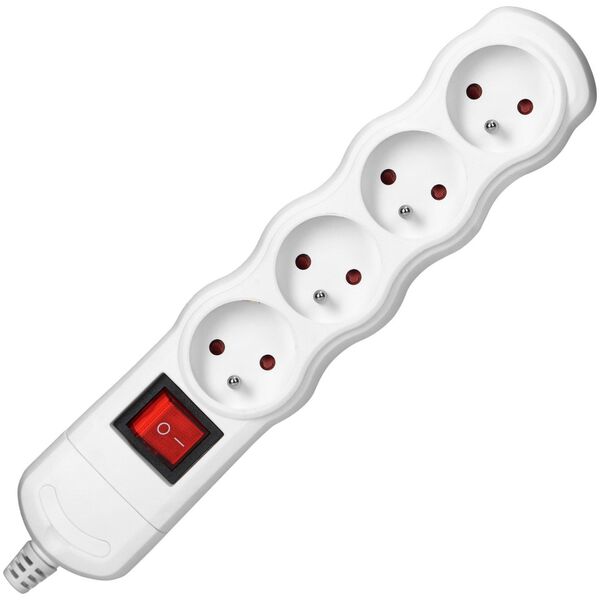 Orno Rozgałęźnik wielogniazdowy 4x2P+Z z wyłącznikiem, biały