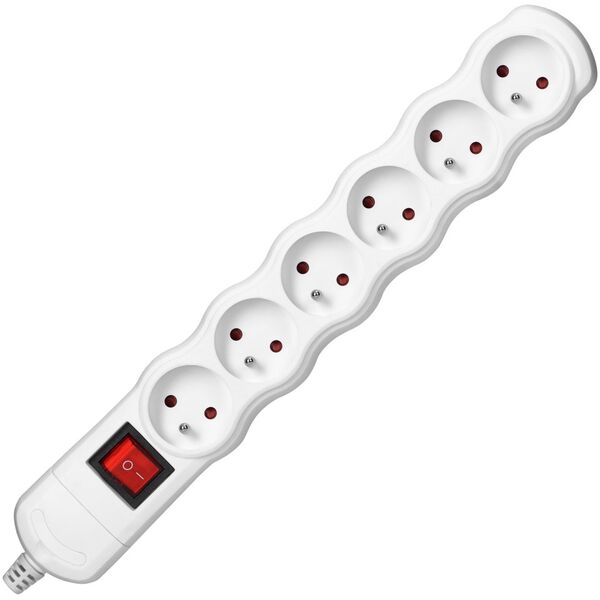 Orno Rozgałęźnik z wyłącznikiem 6x2P+Z, biały