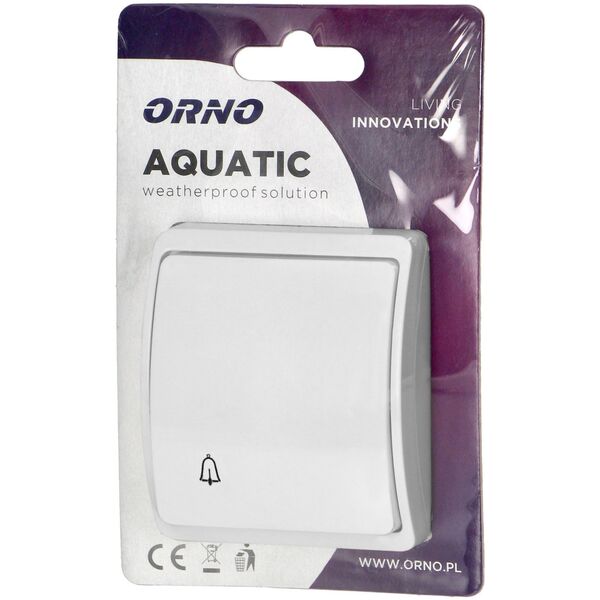 Orno Przycisk dzwonek n/t AQUATIC, IP44, biały