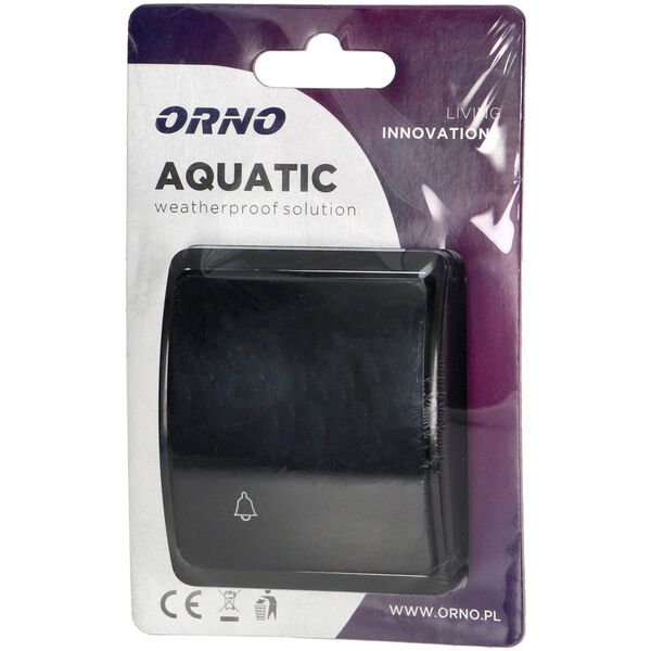 Orno Przycisk dzwonek n/t AQUATIC, IP44, czarny