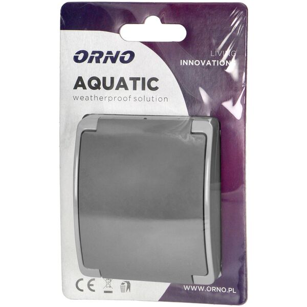 Orno Gniazdo pojedyncze 2P+Z Schuko AQUATIC, IP44, szaro-grafitowe