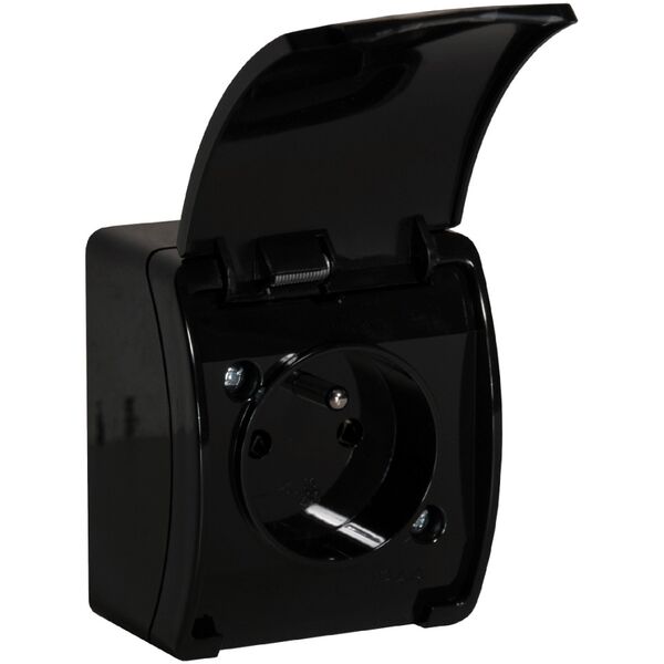 Orno Gniazdo pojedyncze 2P+Z AQUATIC, IP44, czarne, 10 szt.