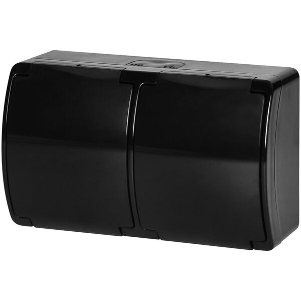 Orno Gniazdo podwójne 2x2P+Z Schuko AQUATIC, IP44, czarne