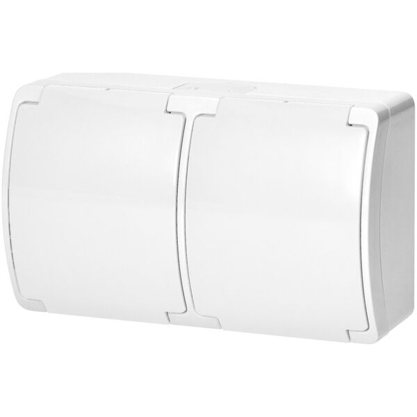 Orno Gniazdo podwójne 2x2P+Z AQUATIC, IP44, białe
