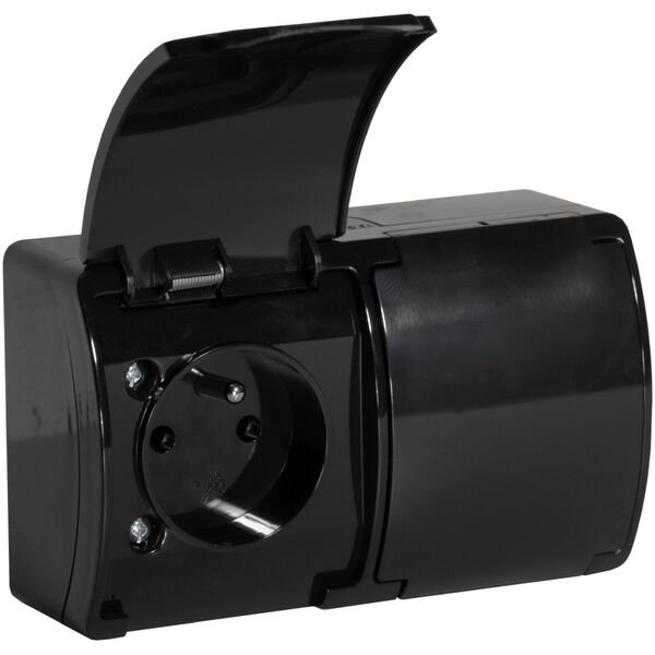 Orno Gniazdo podwójne 2x2P+Z AQUATIC, IP44, czarne, 10 szt.