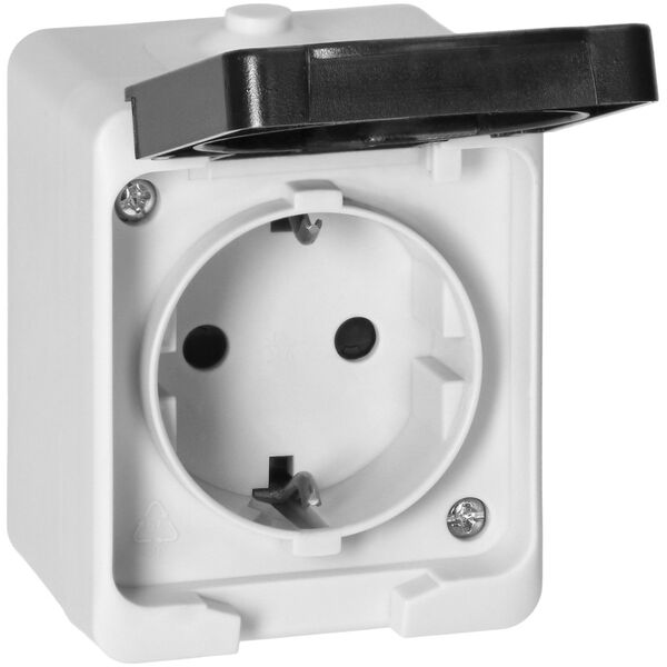 Orno Gniazdo pojedyńcze 2P+Z Schuko AQUATIC MINI IP 54 biało-czarne
