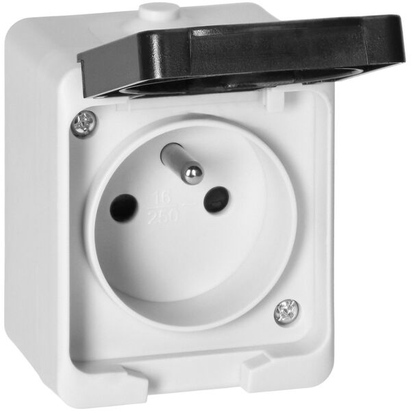 Orno Gniazdo pojedyńcze 2P+Z AQUATIC MINI IP 54 biało-czarne